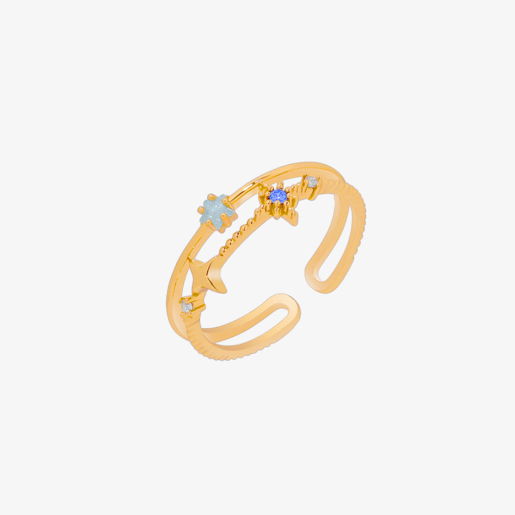 Blue topaz Star layered ring